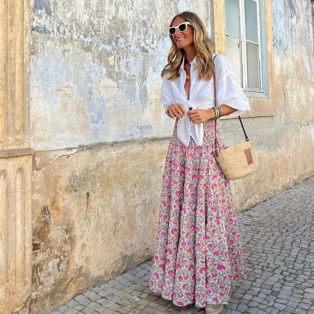 Maxene | Boho High-Waist Maxi Skirt