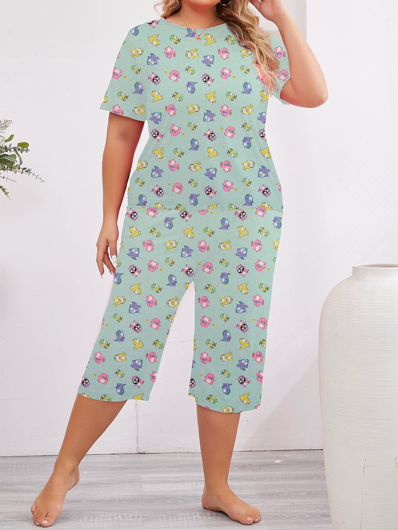 Lesly | Minty Fresh Plus Size Sleepwear Set