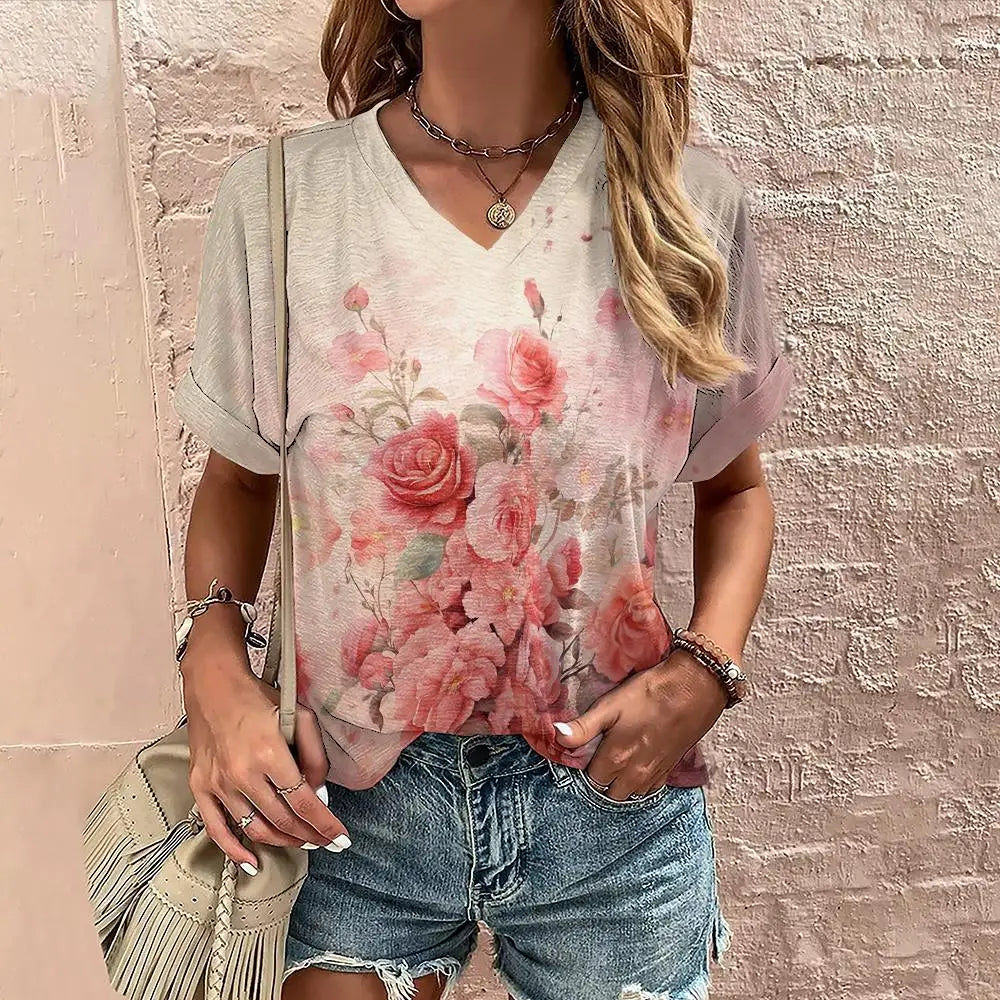 Everlyn | Blush Rose V-Neck Summer Top