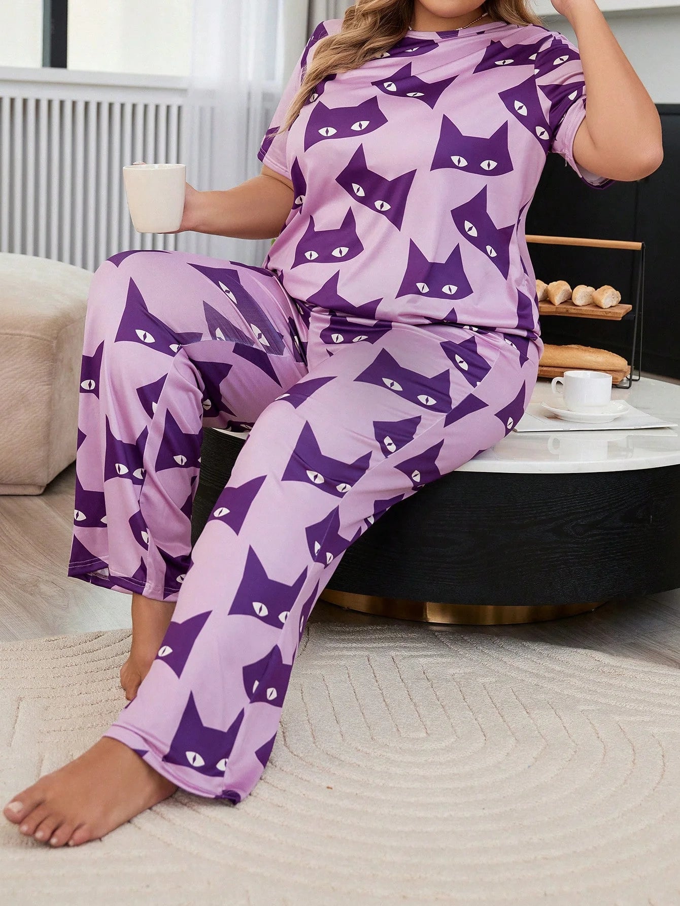 Lizzie | Cozy Cat Plus Size Sleepwear Set