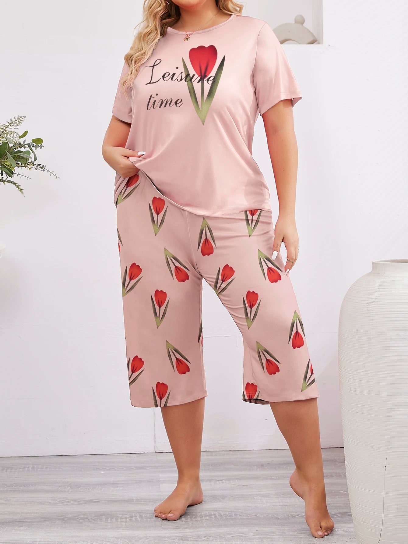 Missy | Leisure Bloom Plus Size Sleepwear Set