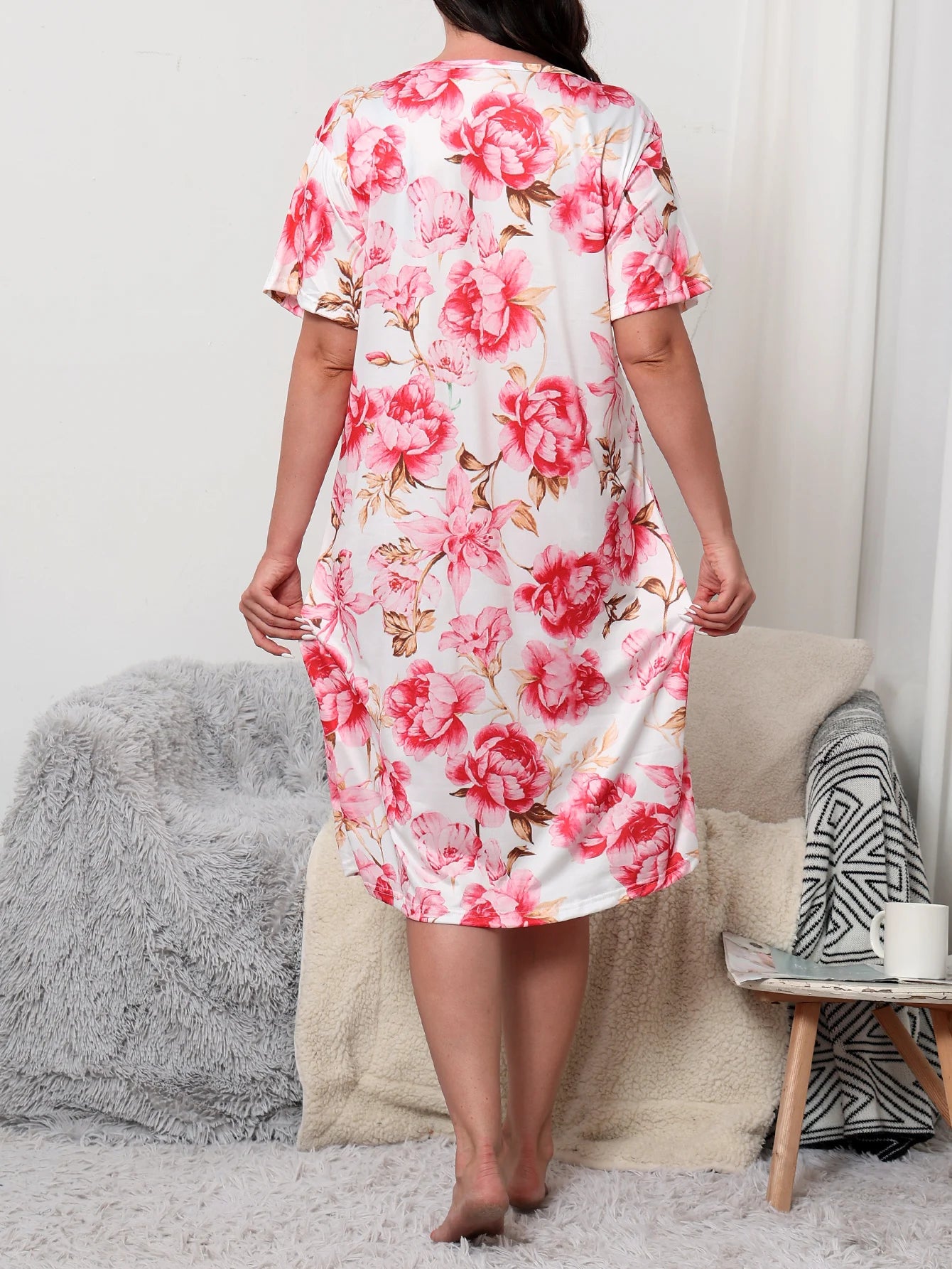 Abby | Floral Bliss Plus Size Nightdress