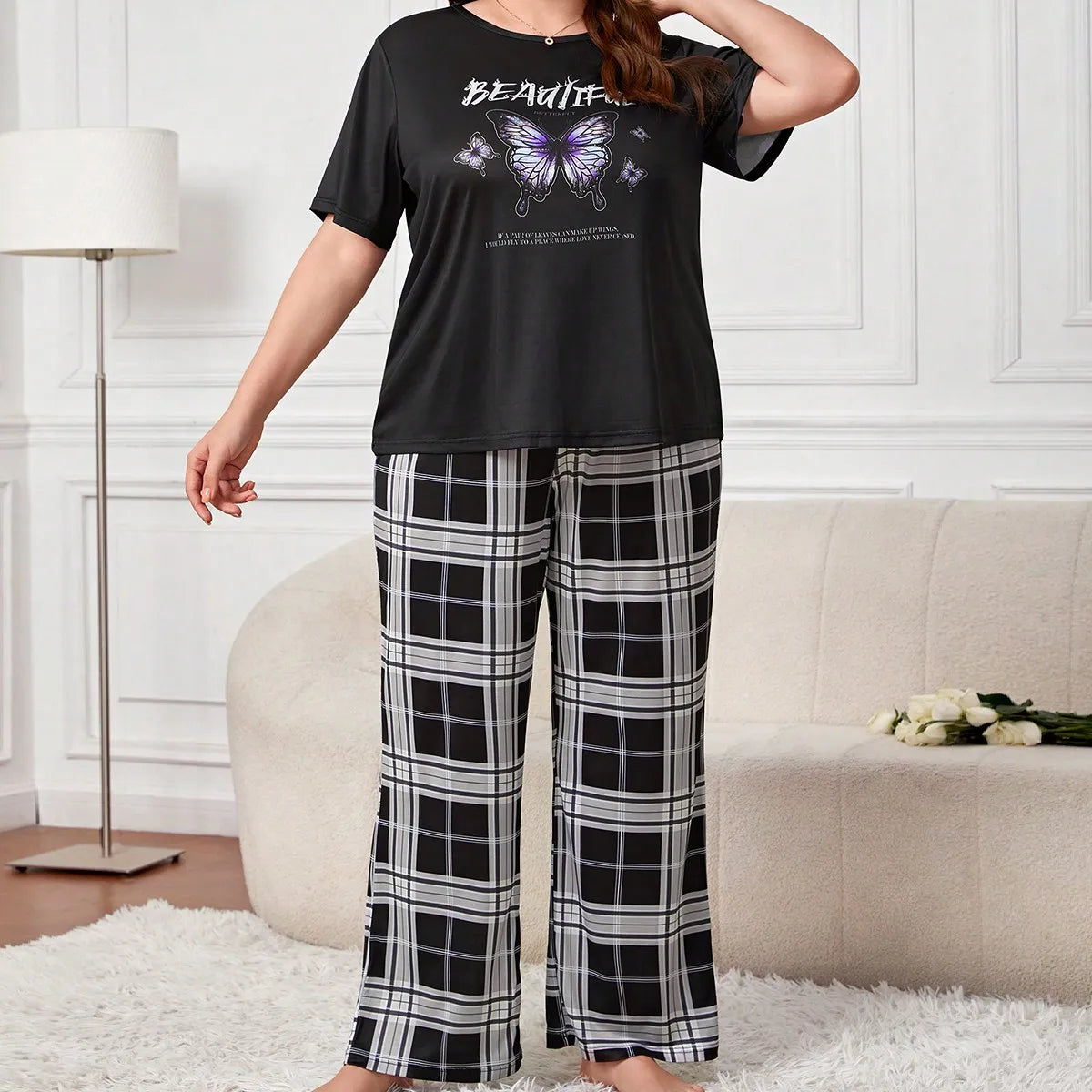 Jenna | Butterfly Plus Size Sleepwear Set