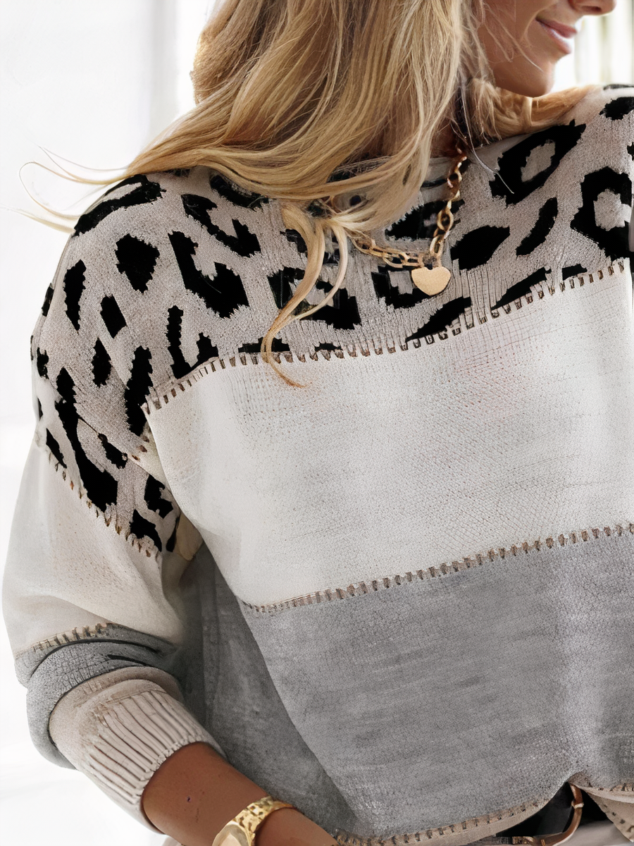 NELA | SWEATER WITH LEOPARD PRINT