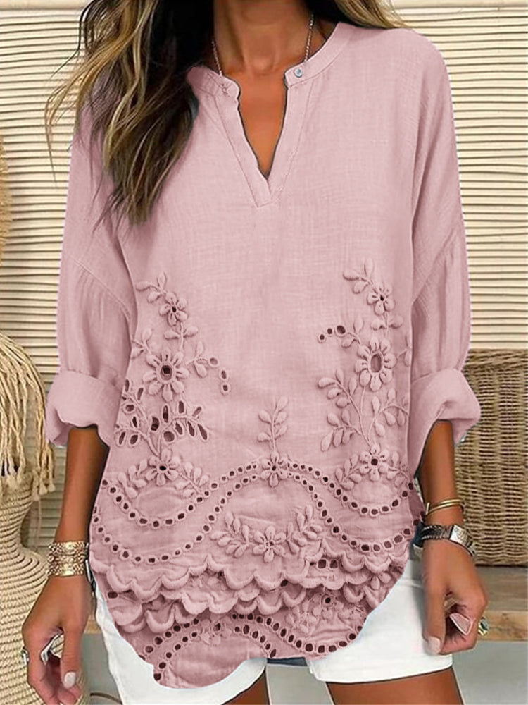 Allysa | Scalloped Hem Tunic Blouse