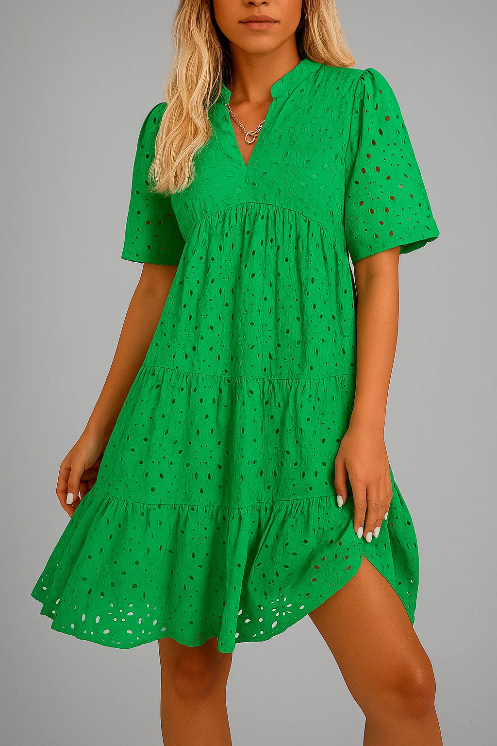 Cassandra | Elegant Hollow Out Lace Ruffle Casual Mini Dress