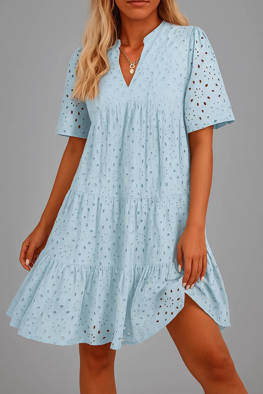 Cassandra | Elegant Hollow Out Lace Ruffle Casual Mini Dress
