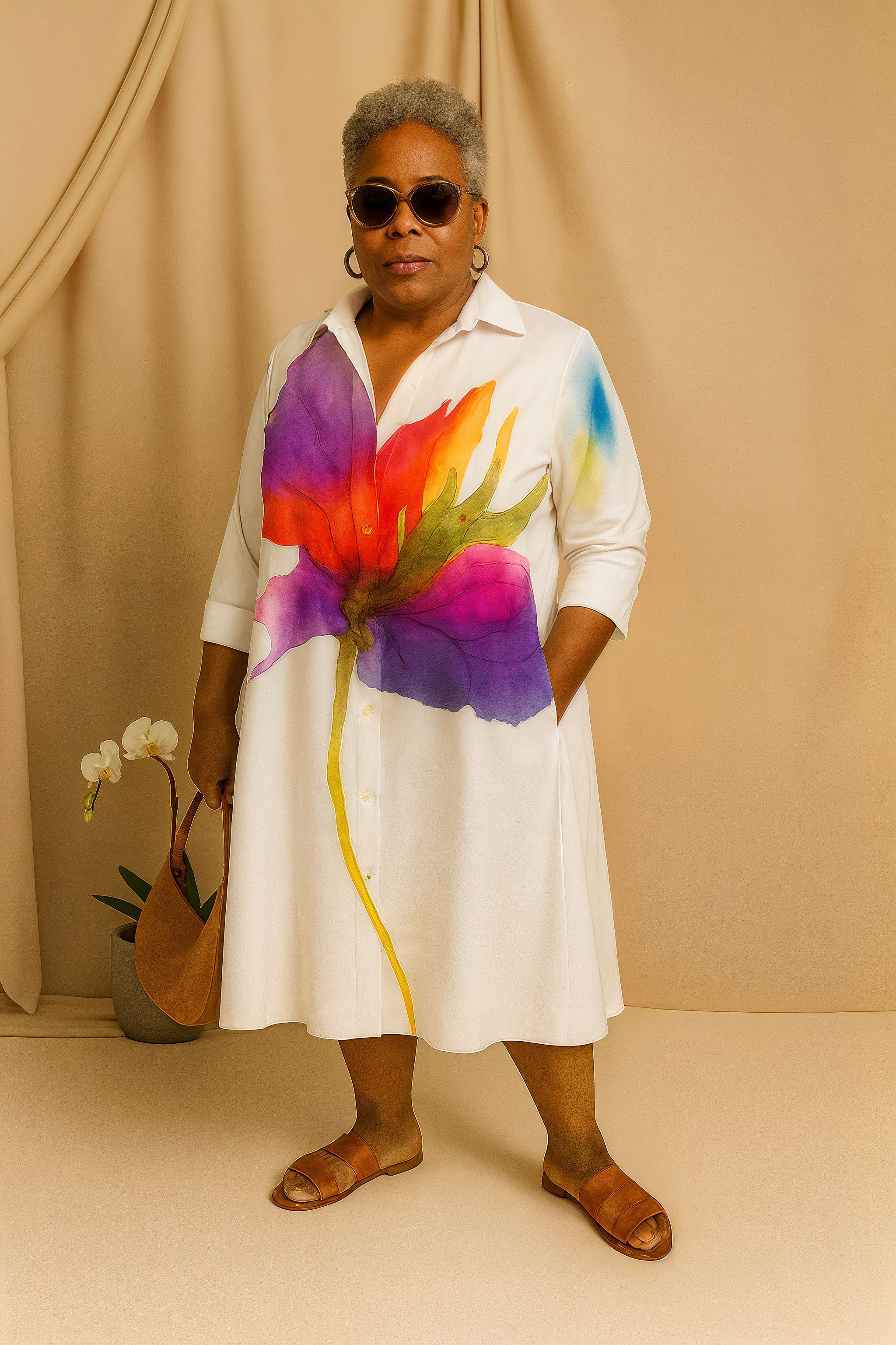 Scarlette | Tummy-Friendly Watercolor Shirt Dress