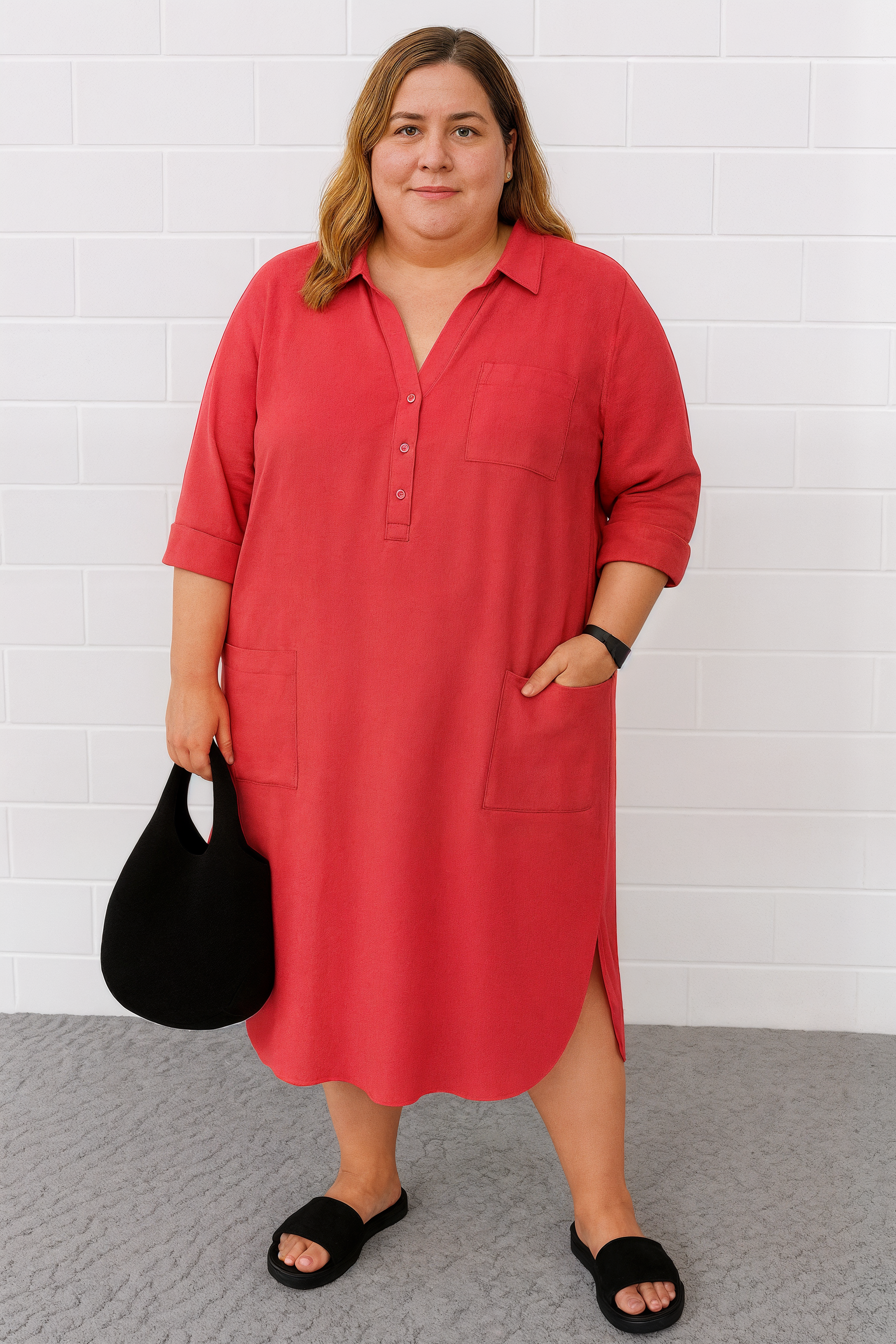 Isolde | Tummy-Friendly half-button shirt dress
