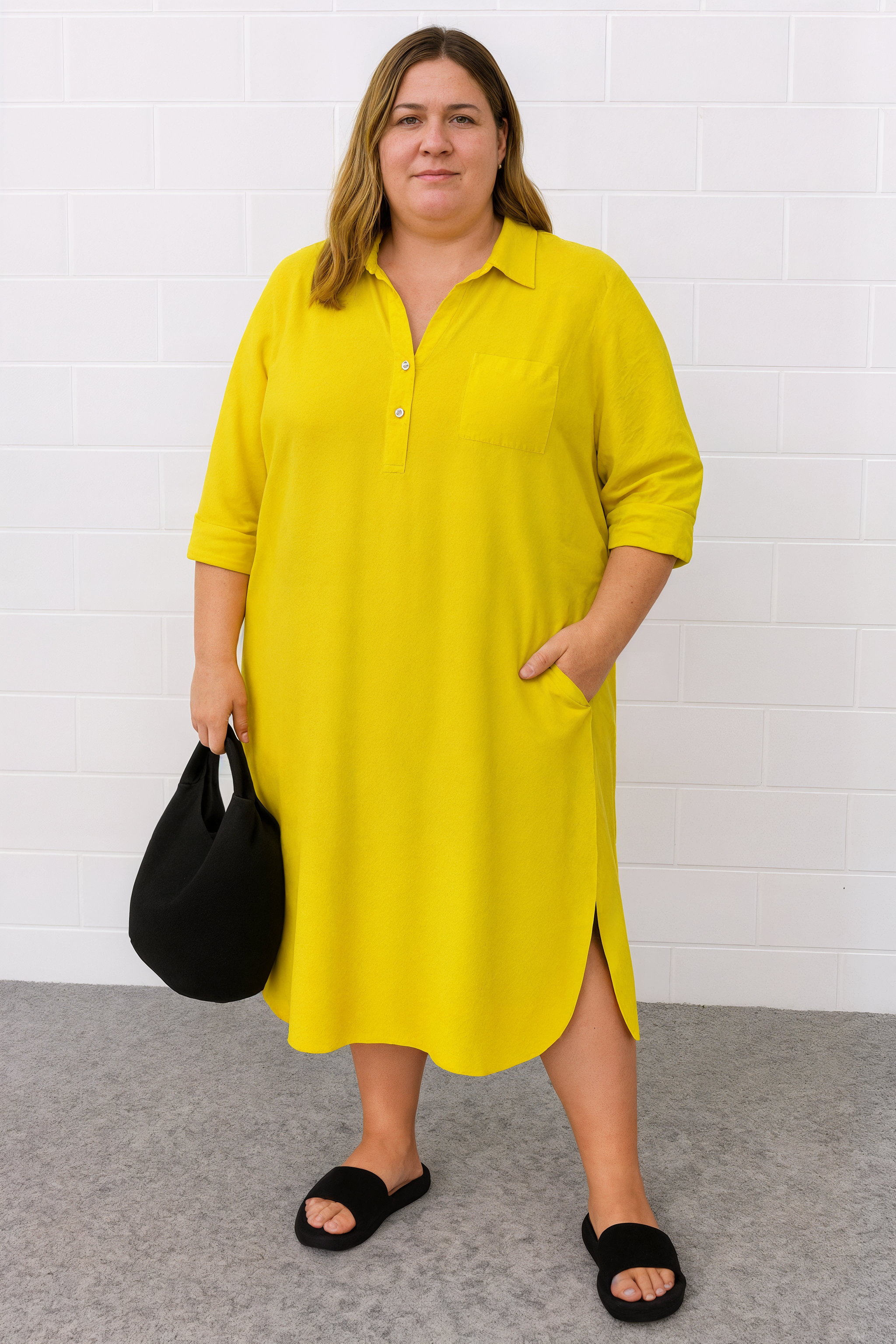 Isolde | Tummy-Friendly half-button shirt dress