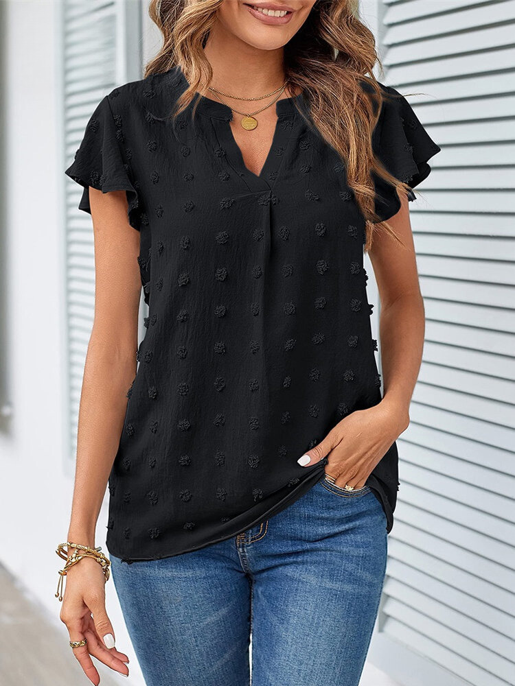 Shannon | Textured Flutter-sleeve Blouse