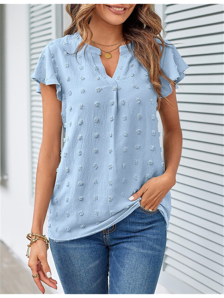 Shannon | Textured Flutter-sleeve Blouse