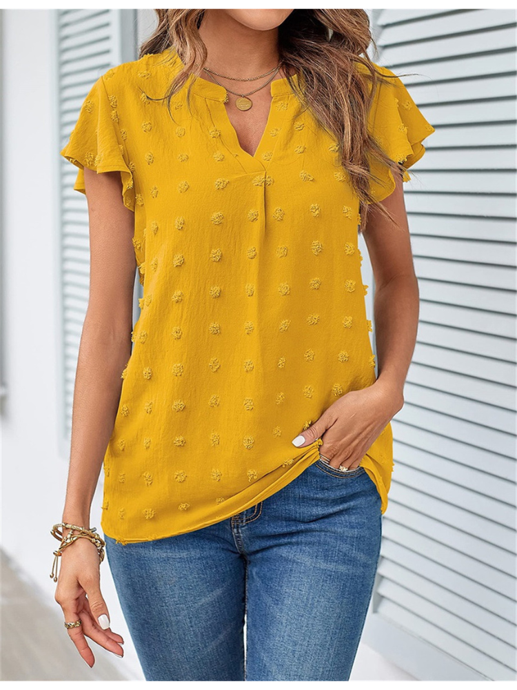 Shannon | Textured Flutter-sleeve Blouse