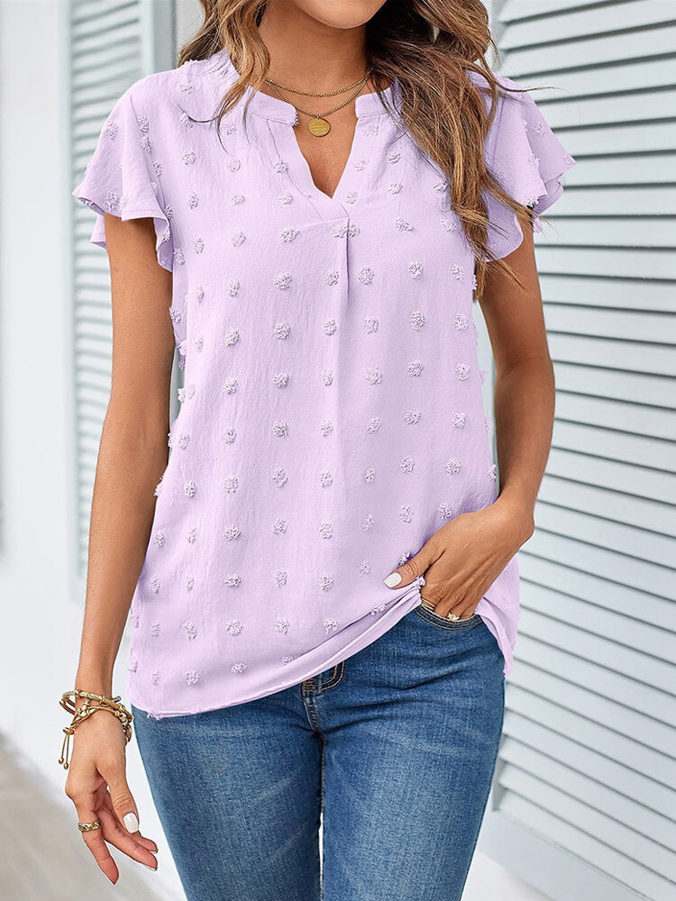 Shannon | Textured Flutter-sleeve Blouse